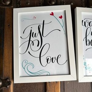 4PC Positive White Framed Wall Art - Inspirational: Follow your heart, just love